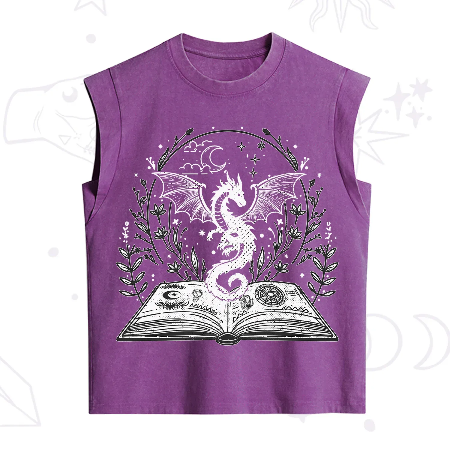 Purplehecate Magical Book Dragon Fantasy Vintage Washed Tank