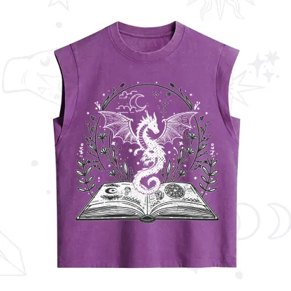 Purplehecate Magical Book Dragon Fantasy Vintage Washed Tank
