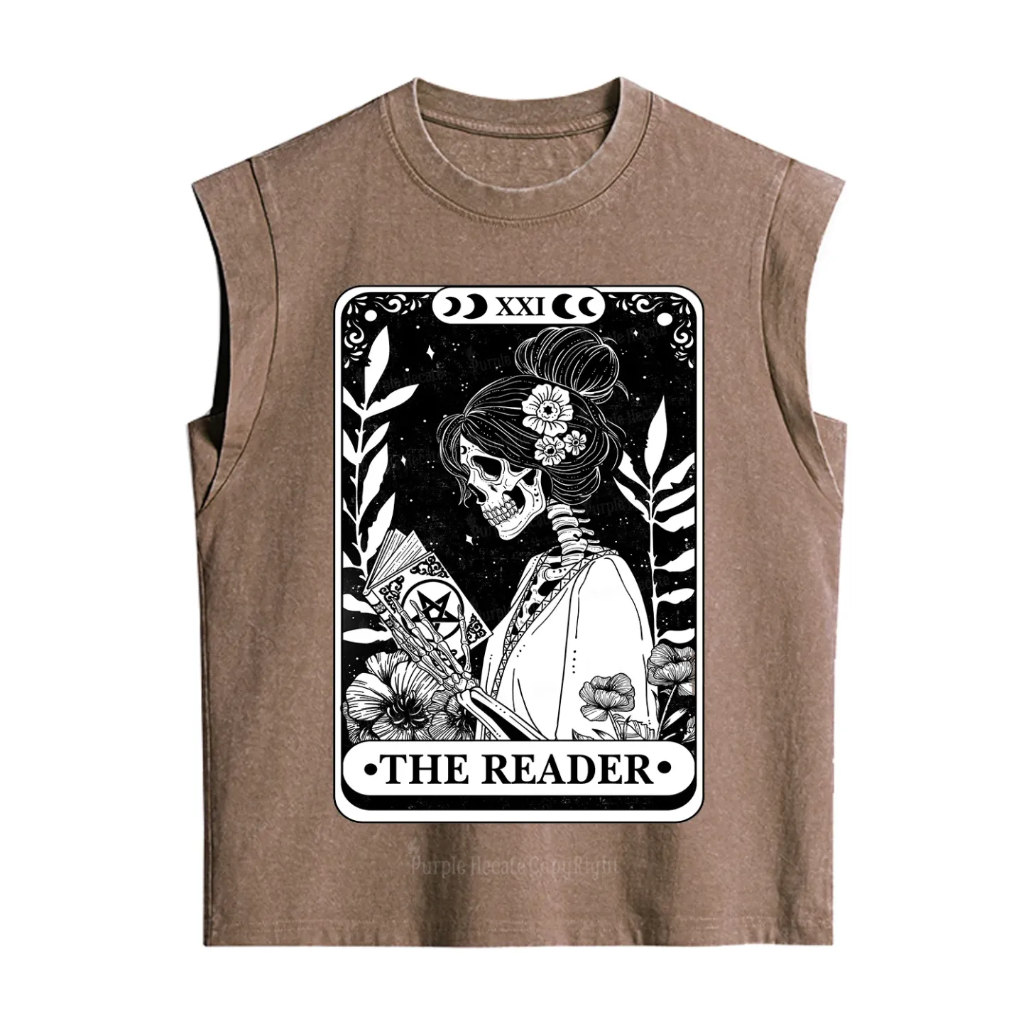 Purplehecate The Reader Skeleton Tarot Vintage Washed Tank