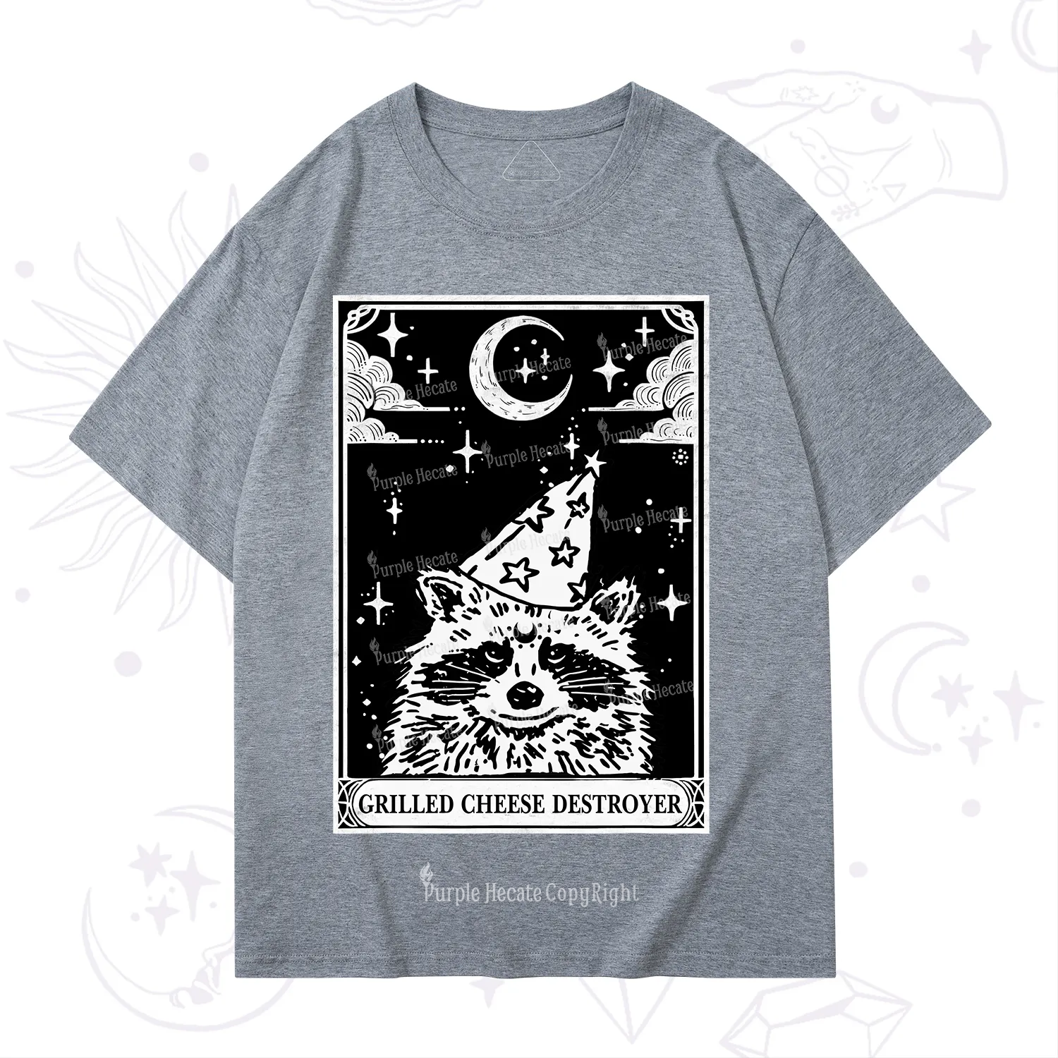 Purplehecate The Grilled Cheese Destroyer Tarot Raccoon T-Shirt