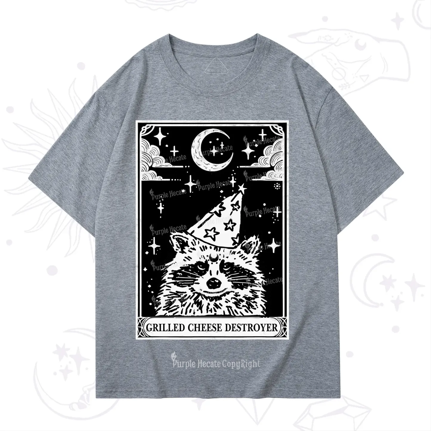 Purplehecate The Grilled Cheese Destroyer Tarot Raccoon T-Shirt
