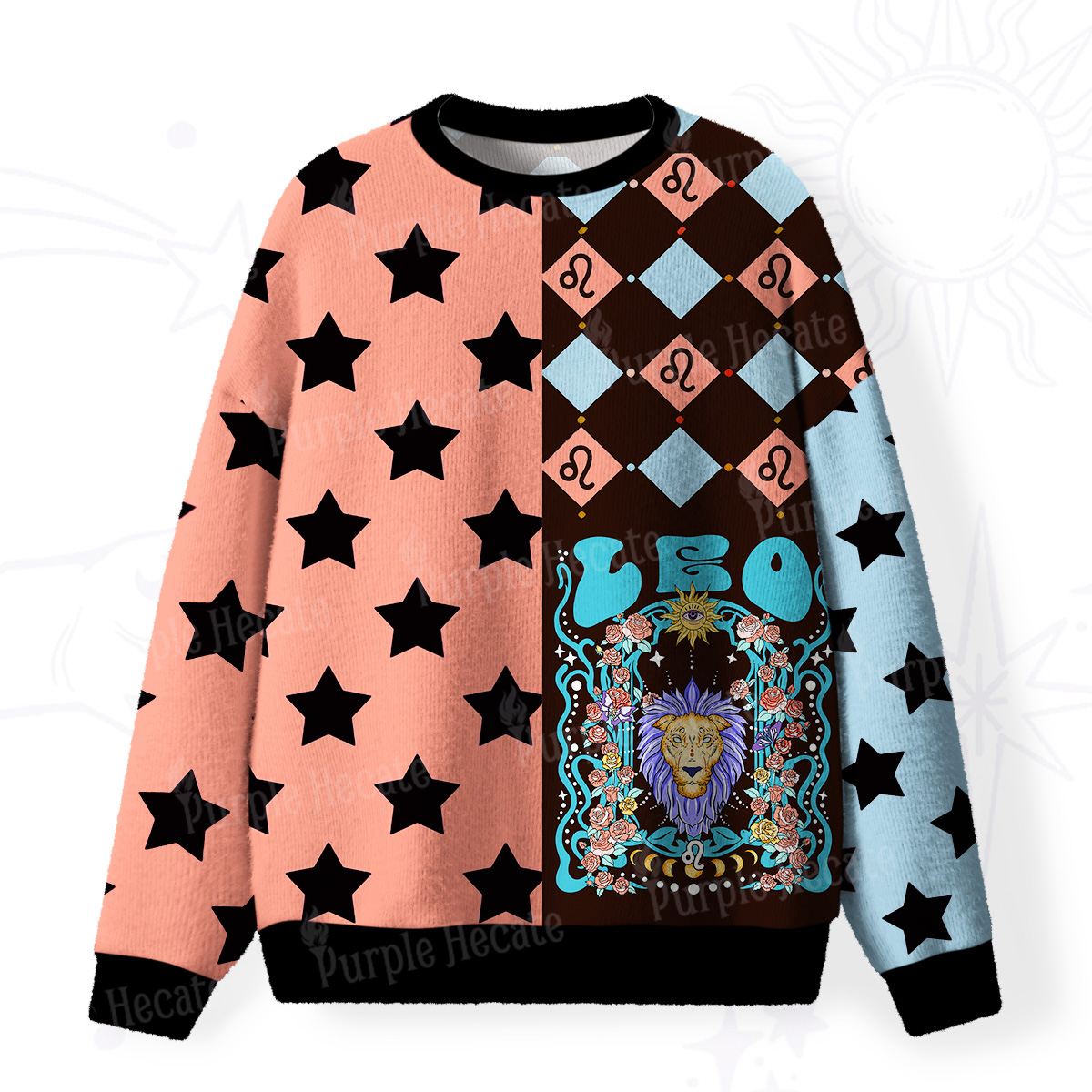 Purplehecate Leo Spirit Zodiac Fuzzy Ugly Sweatshirt