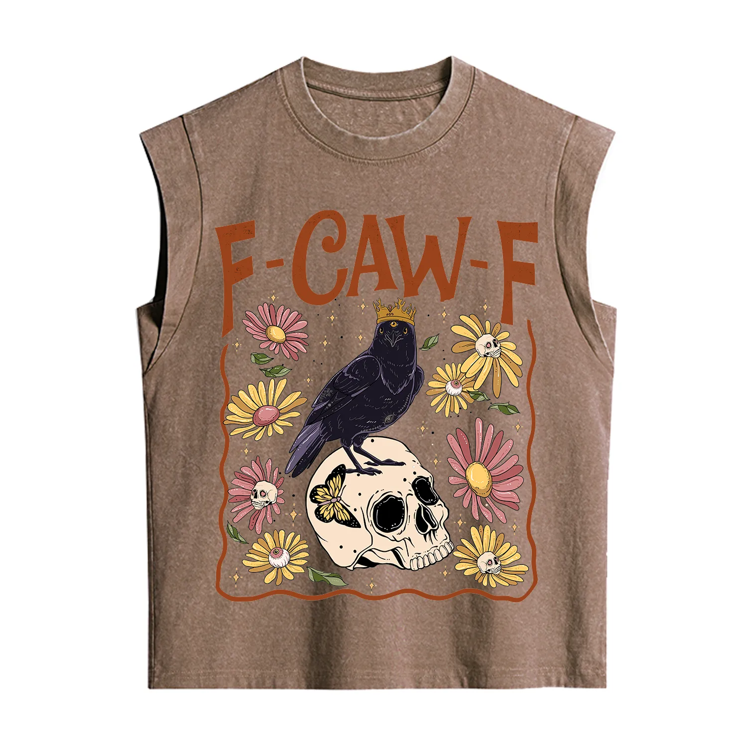 Purplehecate Funny F-Caw-F Crow Vintage Washed Tank