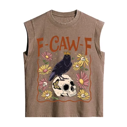 Purplehecate Funny F-Caw-F Crow Vintage Washed Tank