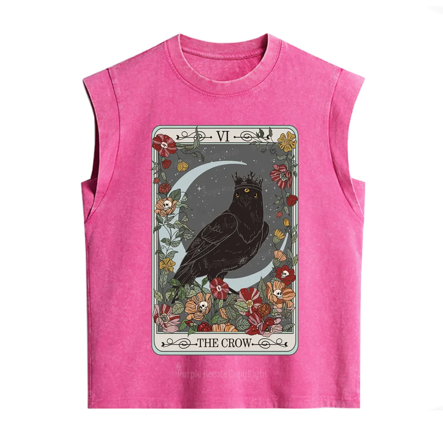 Purplehecate The Crow Tarot Card Vintage Washed Tank