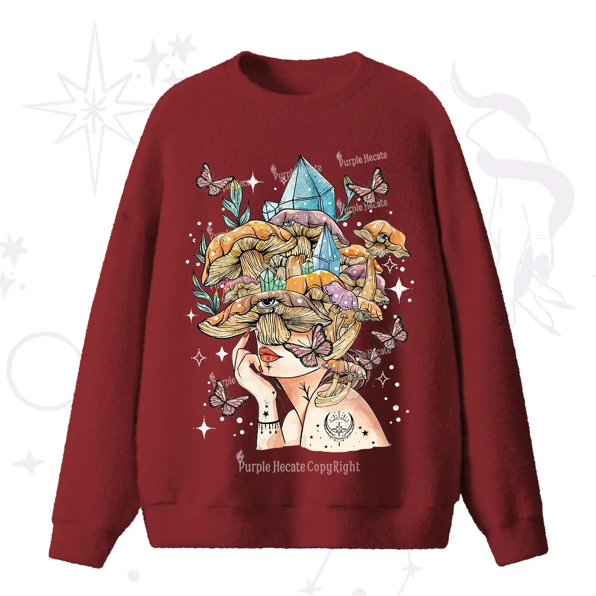 Purplehecate Crystal Goddess Fuzzy Ugly Sweater