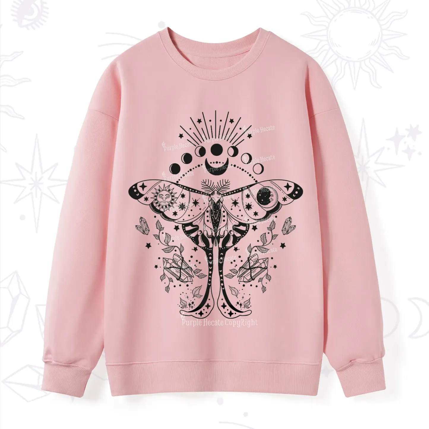Purplehecate Moonlit Celestial Moth Sweatshirt