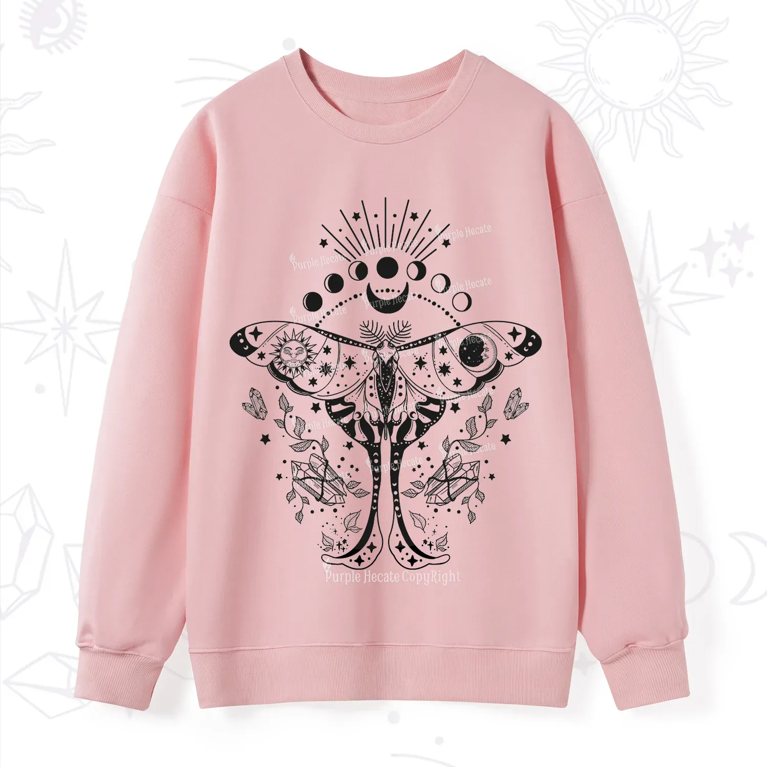 Purplehecate Moonlit Celestial Moth Sweatshirt