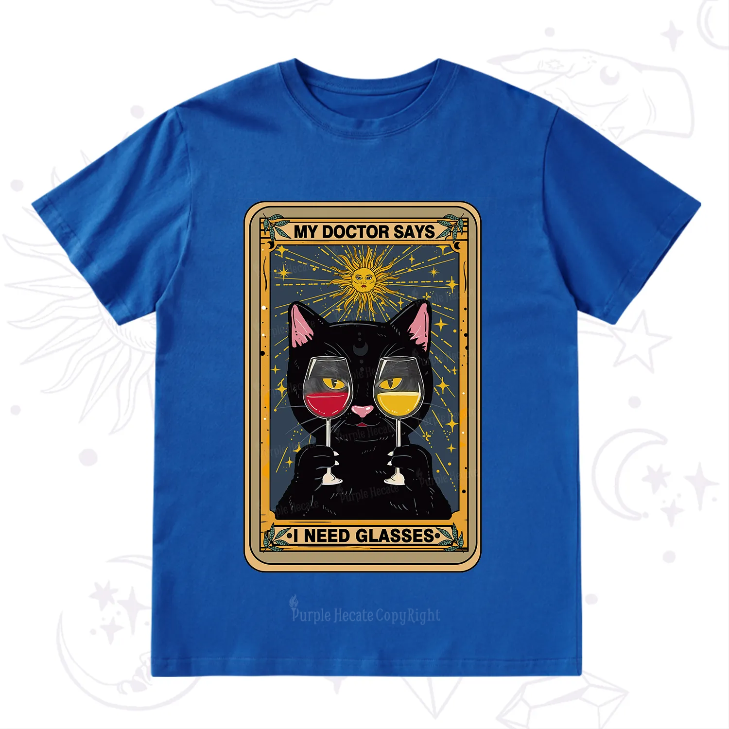 Purplehecate Funny Black Cat My Doctor Says I Need Glasses Tarot T-Shirt