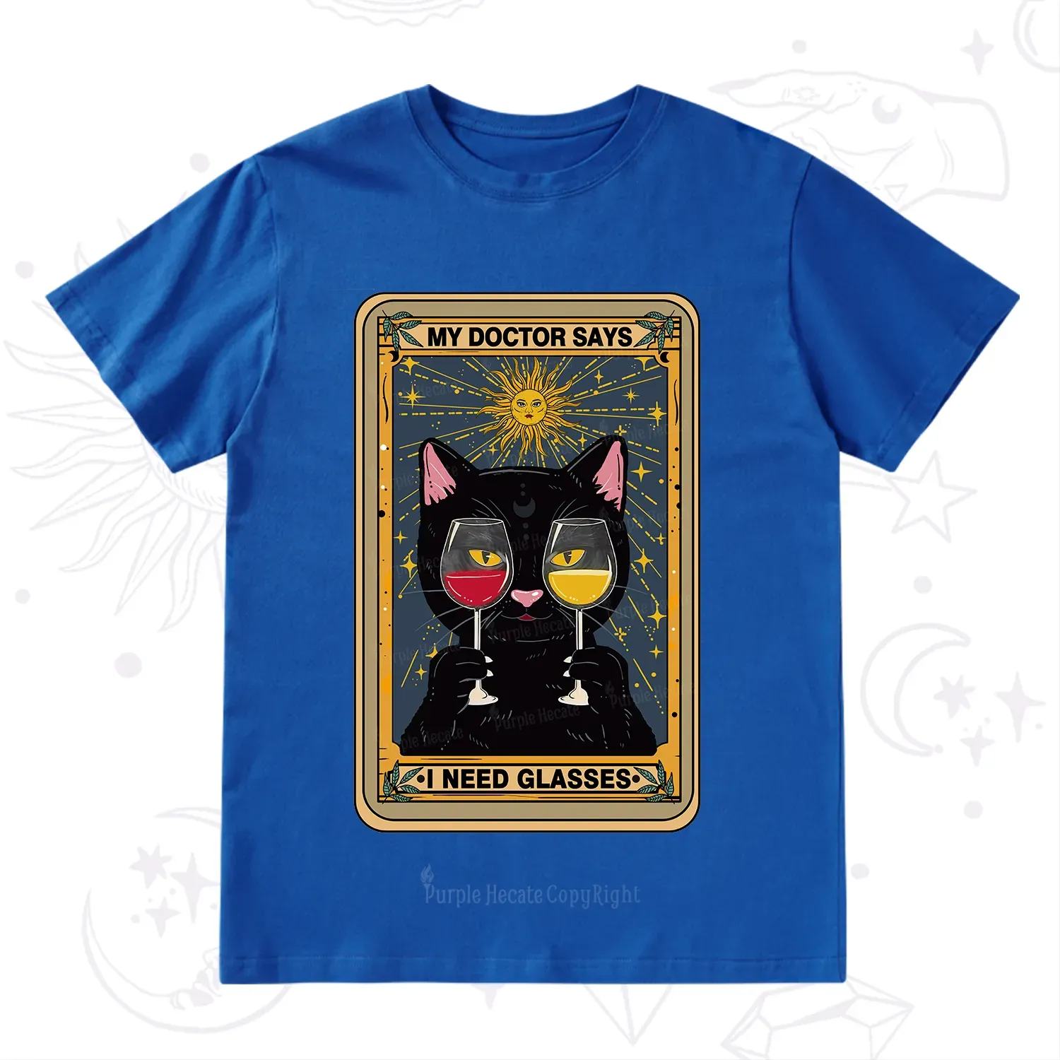 Purplehecate Funny Black Cat My Doctor Says I Need Glasses Tarot T-Shirt
