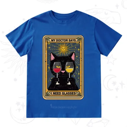 Purplehecate Funny Black Cat My Doctor Says I Need Glasses Tarot T-Shirt
