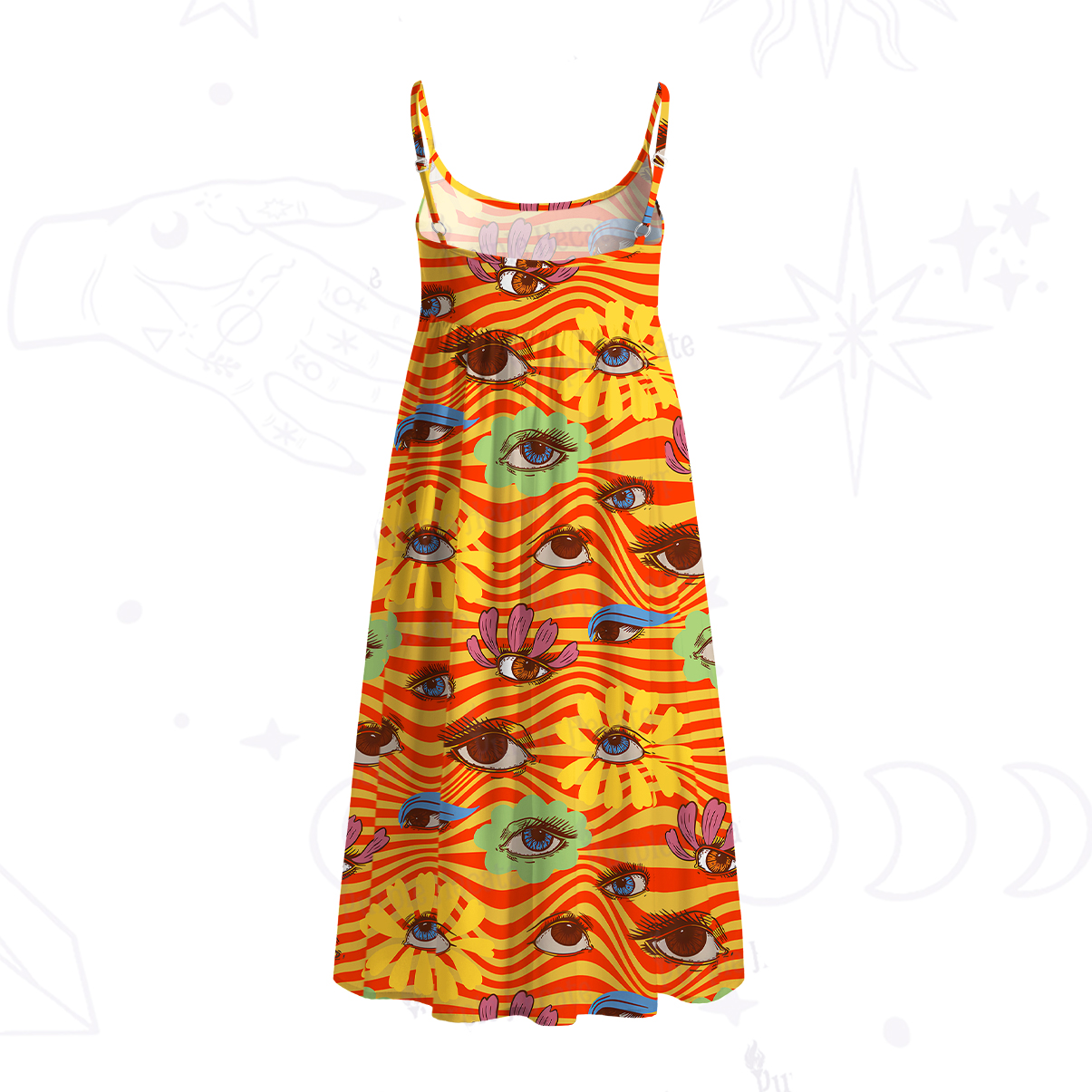 Purplehecate Flower Vision Spaghetti Strap Midi Dress