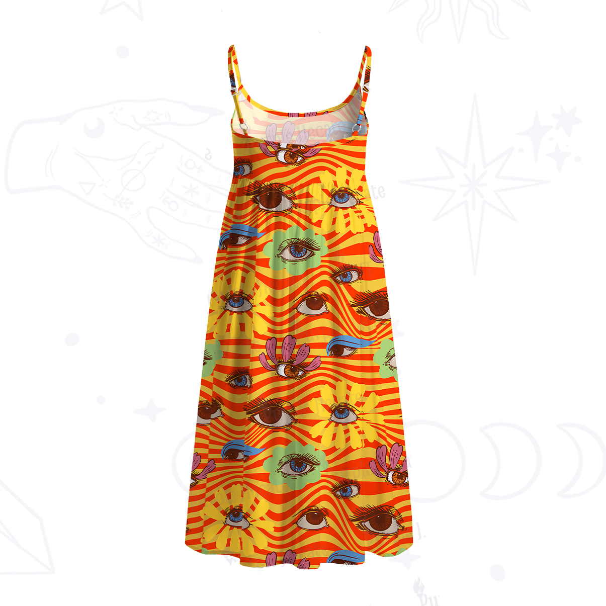 Purplehecate Flower Vision Spaghetti Strap Midi Dress