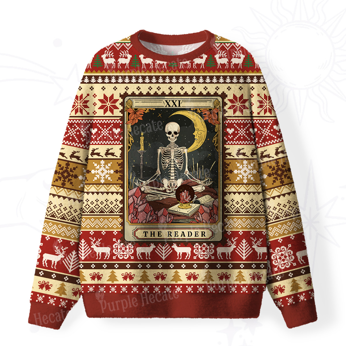 Purplehecate The Reader Tarot Fuzzy Ugly Christmas Sweatshirt