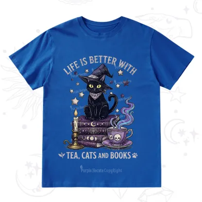 Purplehecate Life Is Better With Cats And Books T-Shirt