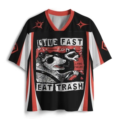Purplehecate Live Fast Eat Trash Mesh Jersey