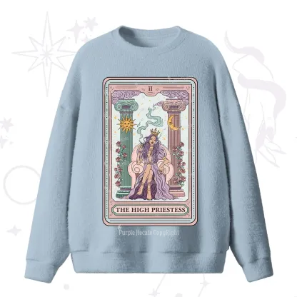 Purplehecate The High Priestess Tarot Card Fuzzy Ugly Sweater