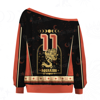 Purplehecate Zodiac Aquarius Under the Stars Off The Shoulder Graphic Jersey