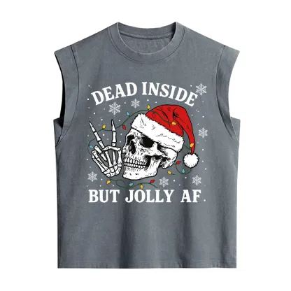 Purplehecate Dead Inside But Jolly AF Christmas Vintage Washed Tank