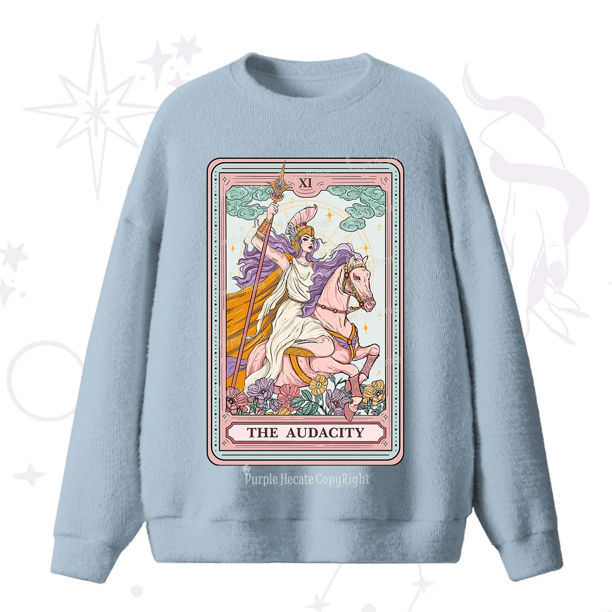 Purplehecate The Audacity Tarot Card Fuzzy Ugly Sweater