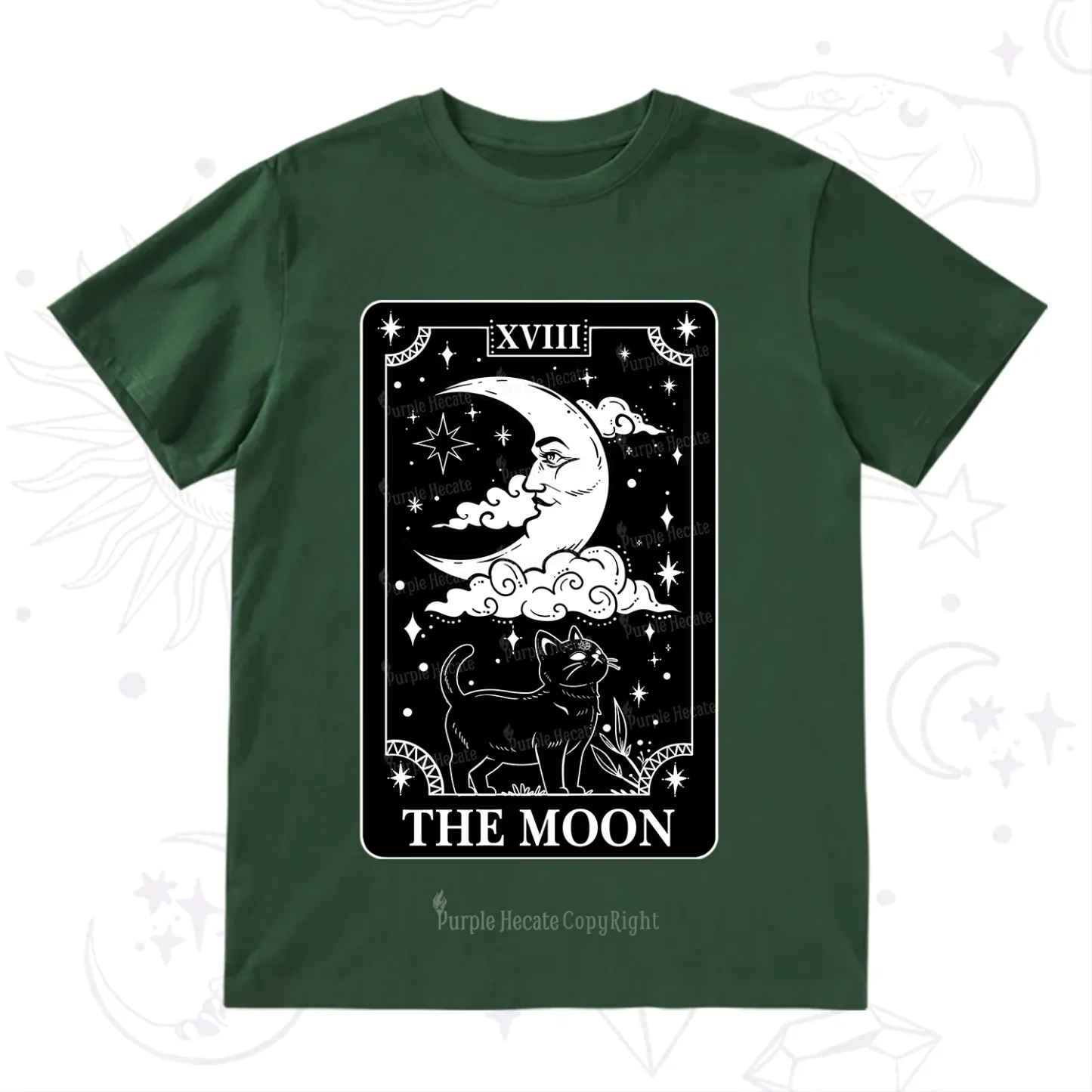 Purplehecate The Moon Tarot Card Cat T-Shirt