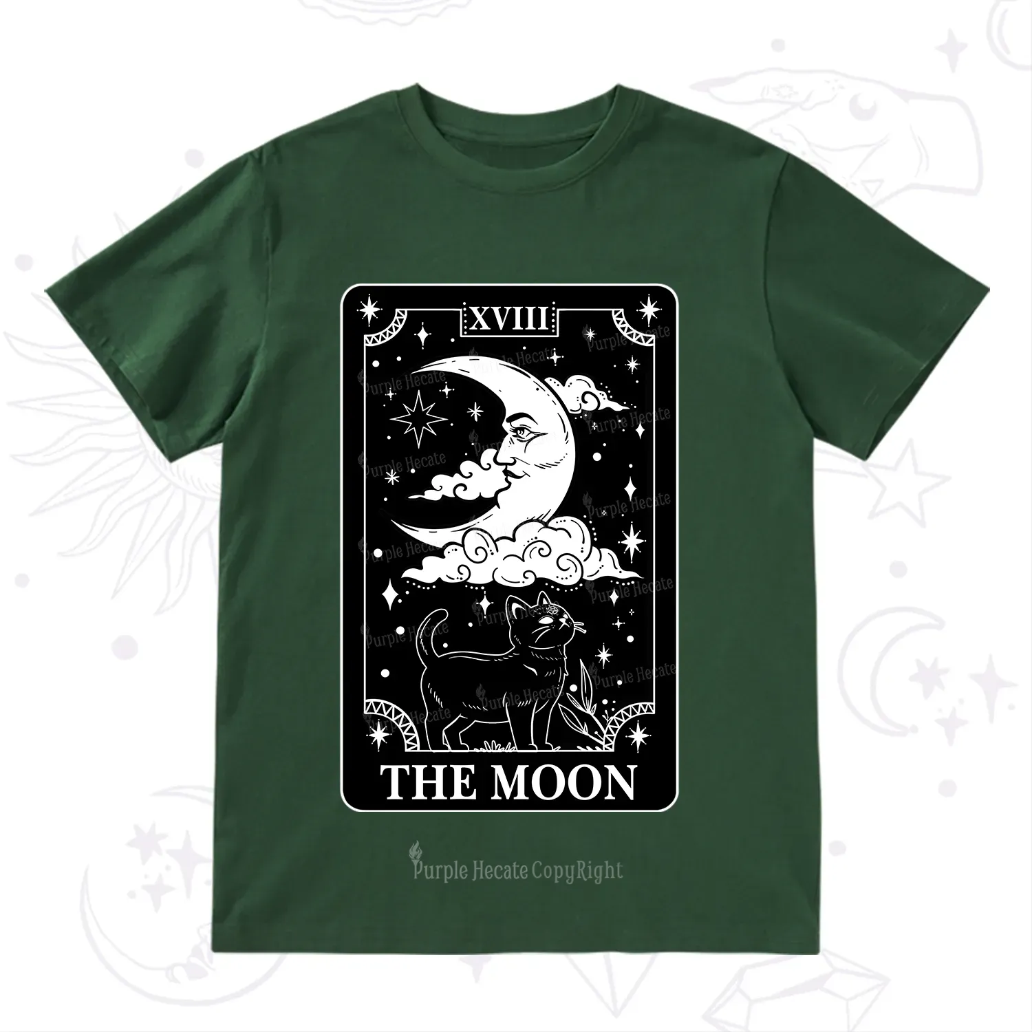Purplehecate The Moon Tarot Card Cat T-Shirt