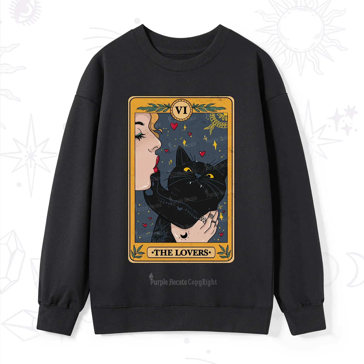 Purplehecate The Lovers Cat Tarot Sweatshirt