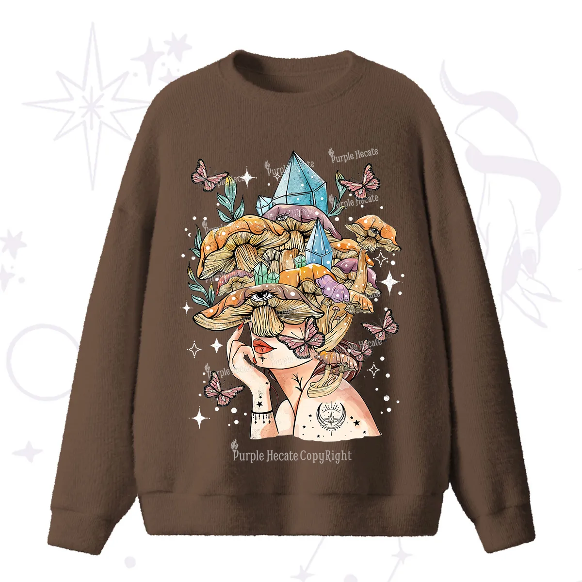 Purplehecate Crystal Goddess Fuzzy Ugly Sweater