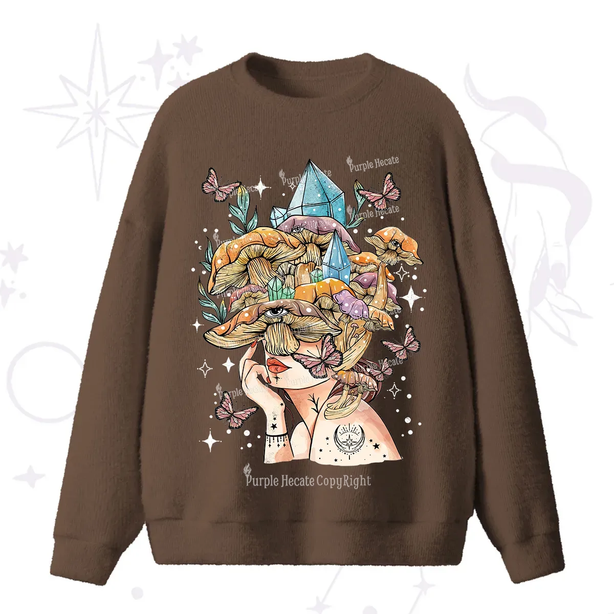 Purplehecate Crystal Goddess Fuzzy Ugly Sweater