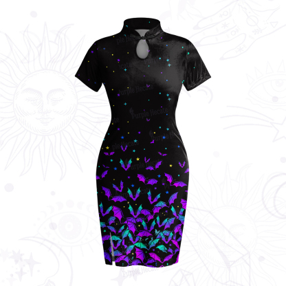 Purplehecate Rainbow Bat Velvet Bodycon Dress
