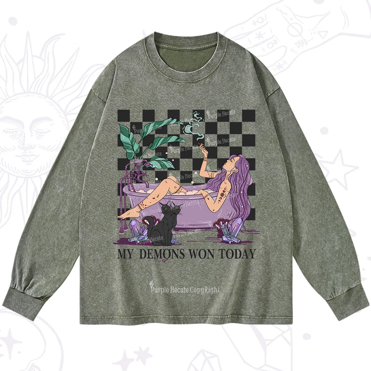 Purplehecate My Demons Won Today Washed Long Sleeve Shirt