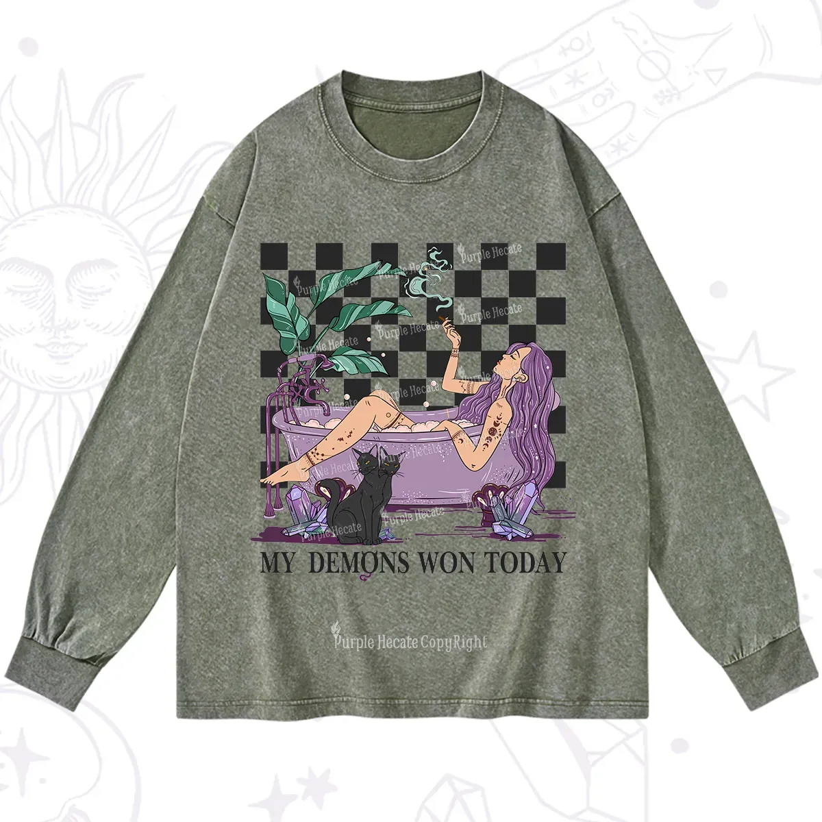 Purplehecate My Demons Won Today Washed Long Sleeve Shirt
