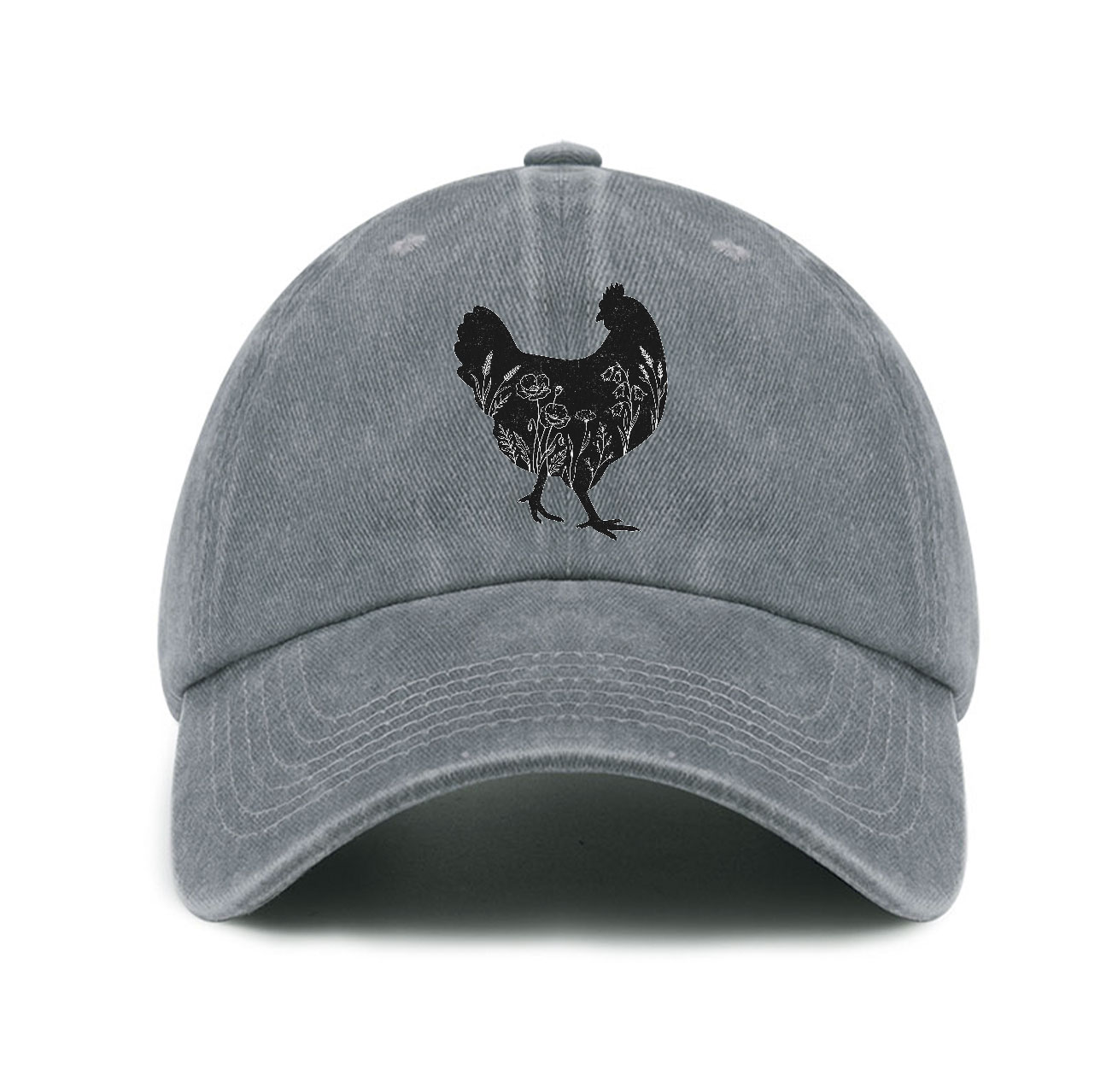 Purplehecate Floral Chicken Baseball Cap
