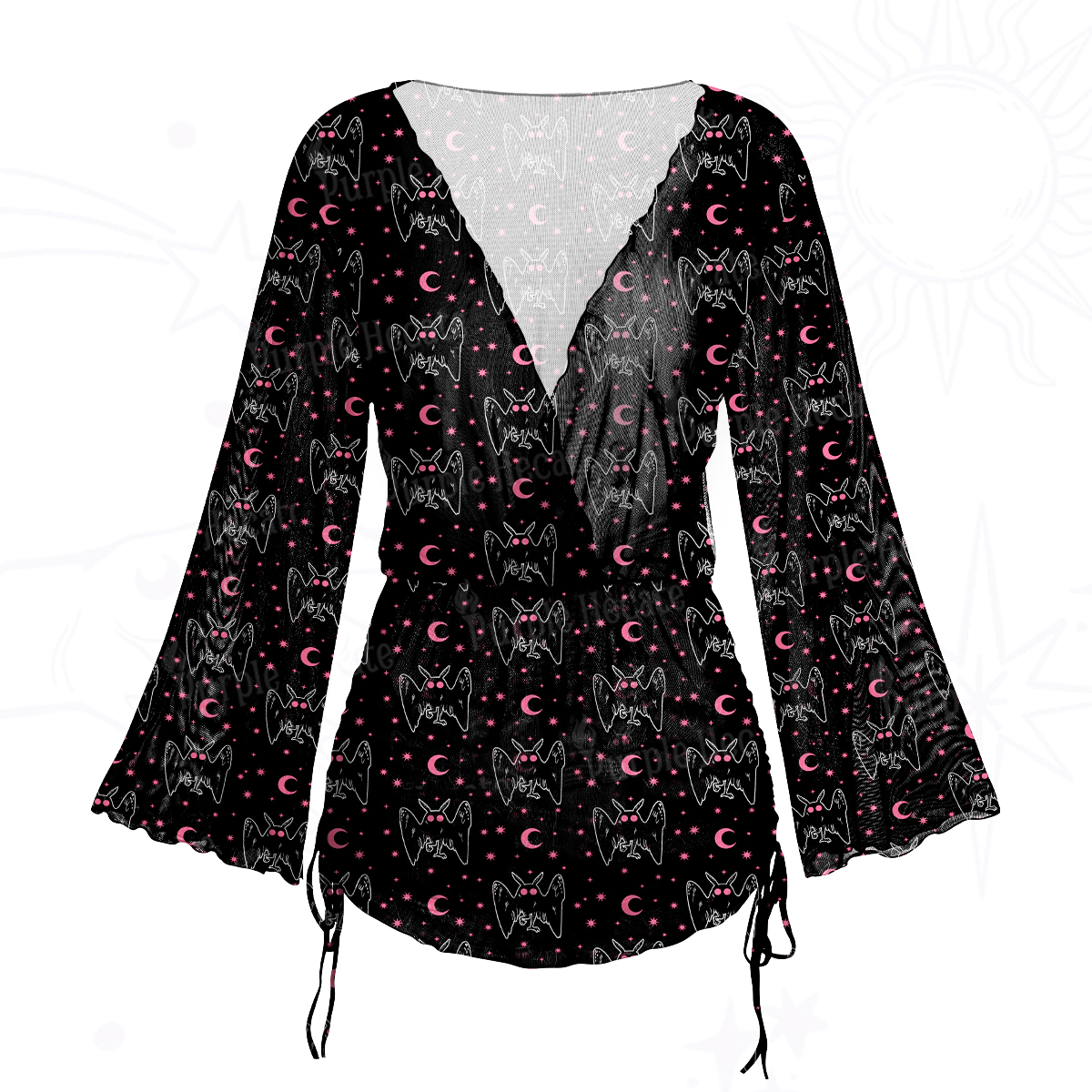 Purplehecate Witchy Mothman Night Mesh Cover Up Dress