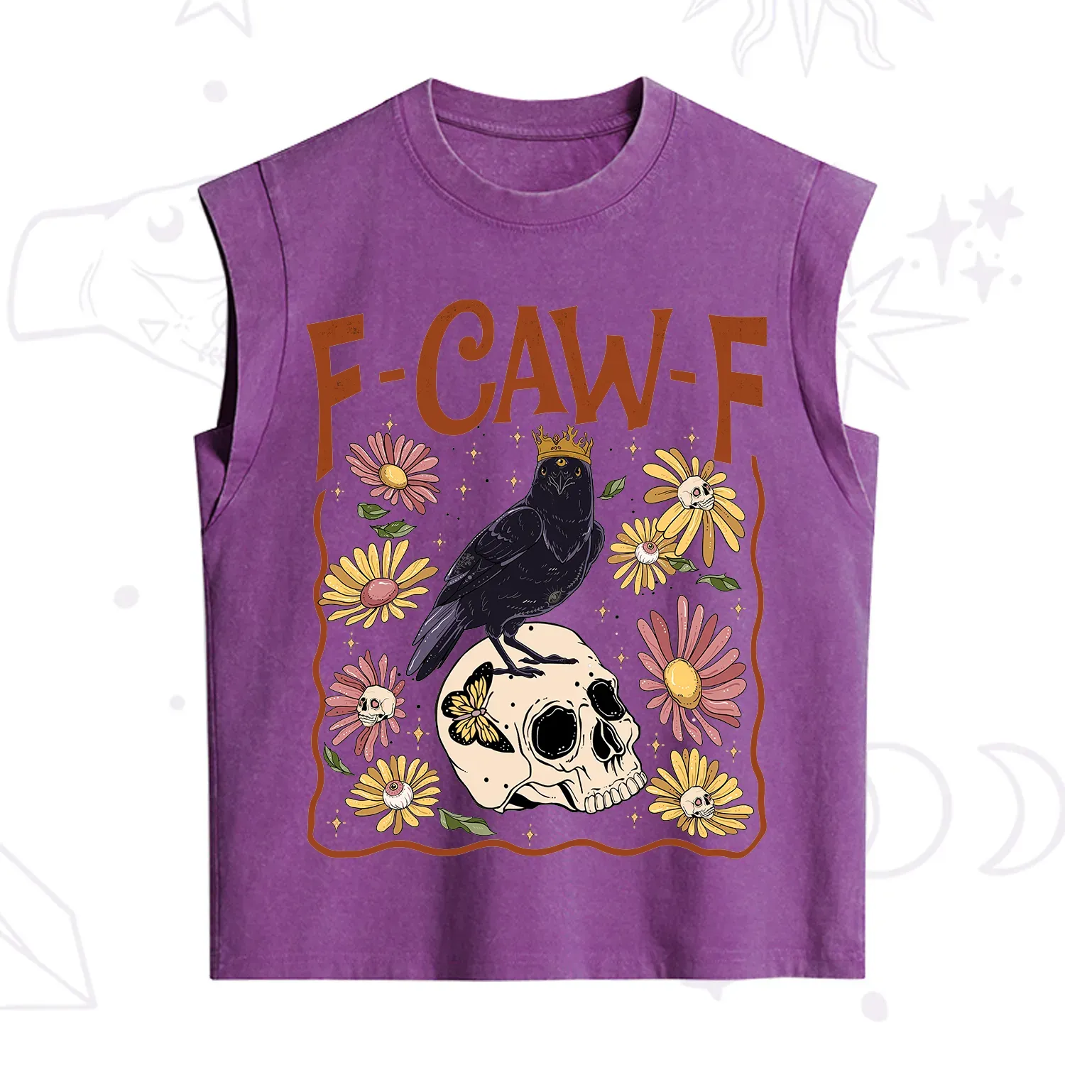 Purplehecate Funny F-Caw-F Crow Vintage Washed Tank