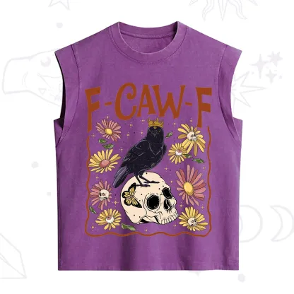 Purplehecate Funny F-Caw-F Crow Vintage Washed Tank