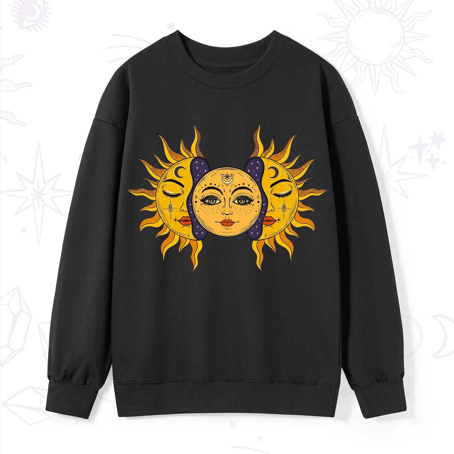 Purplehecate Celestial Twin Suns Sweatshirt