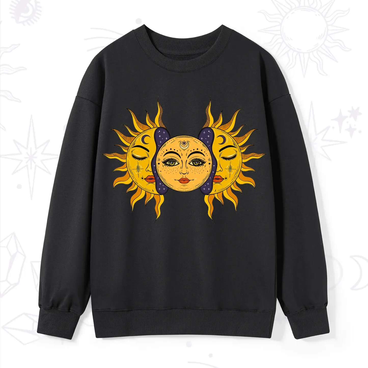Purplehecate Celestial Twin Suns Sweatshirt