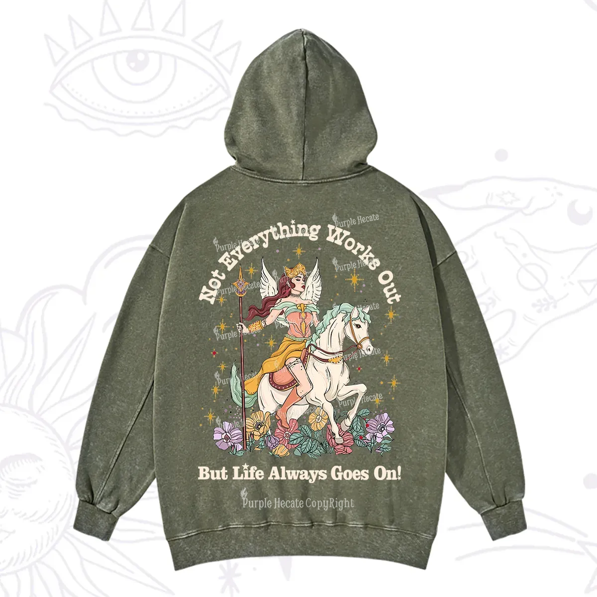 Purplehecate Not Everything Works Out But Life Always Goes On Washed Hoodie
