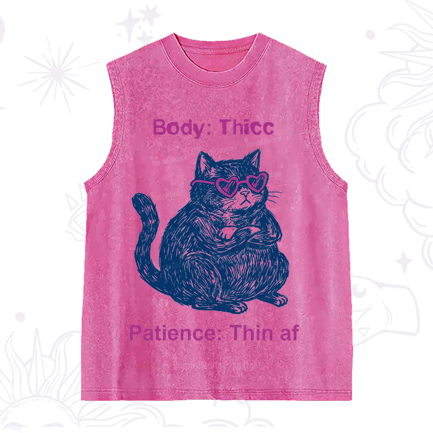 Purplehecate Body Thicc Patience Thin Af Cat Washed Tank