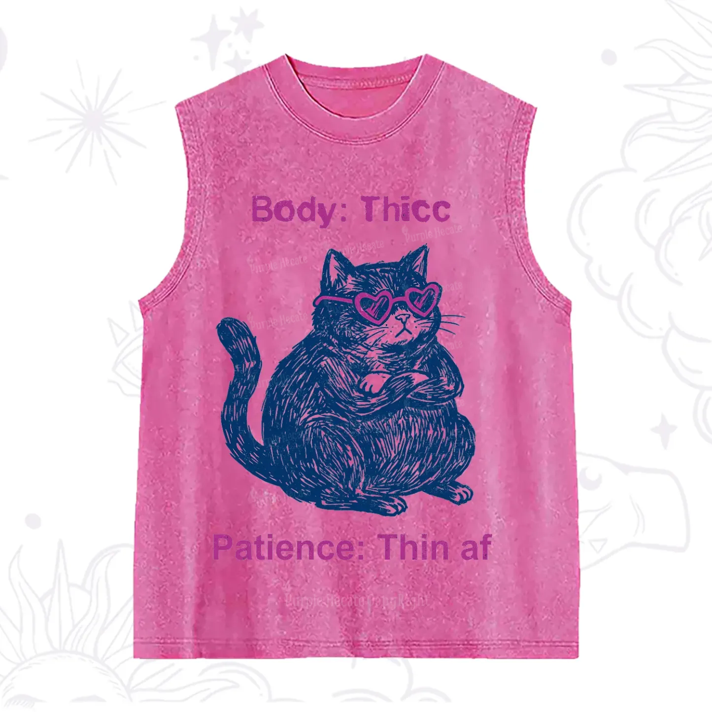 Purplehecate Body Thicc Patience Thin Af Cat Washed Tank