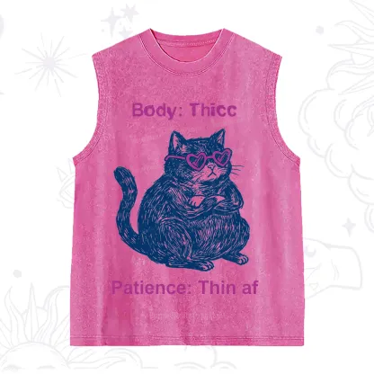 Purplehecate Body Thicc Patience Thin Af Cat Washed Tank