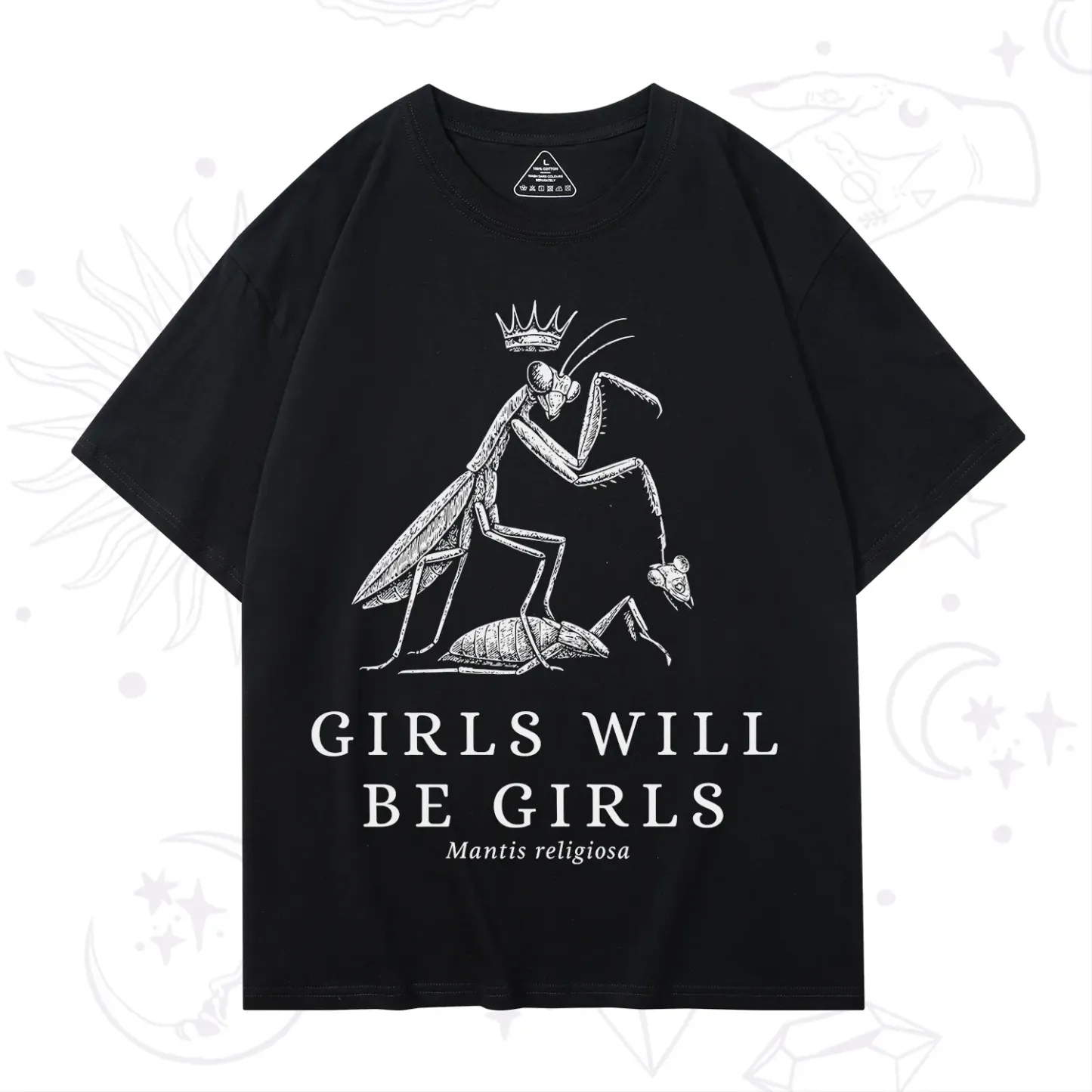 Purplehecate Girls Will Be Girls Funny Praying Mantis T-Shirt
