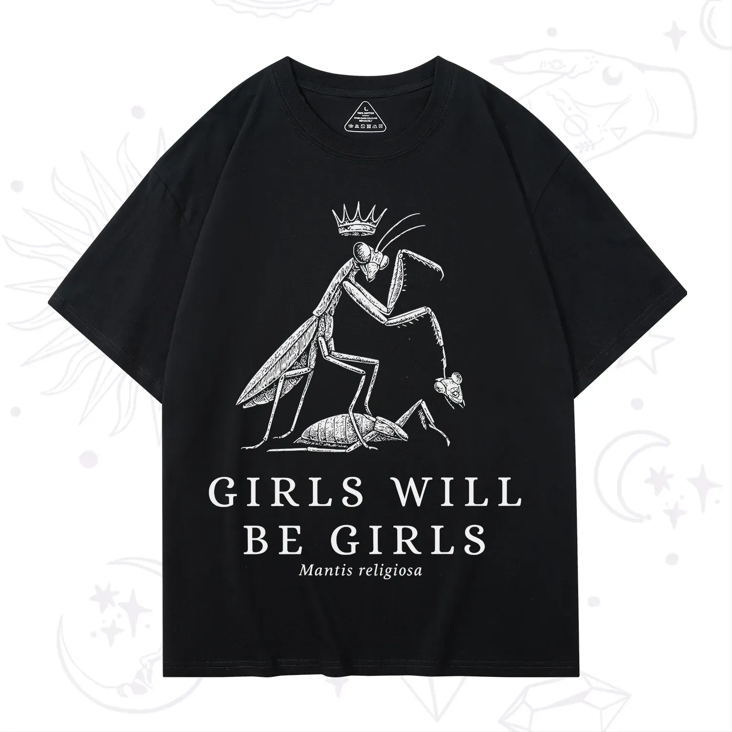 Purplehecate Girls Will Be Girls Funny Praying Mantis T-Shirt