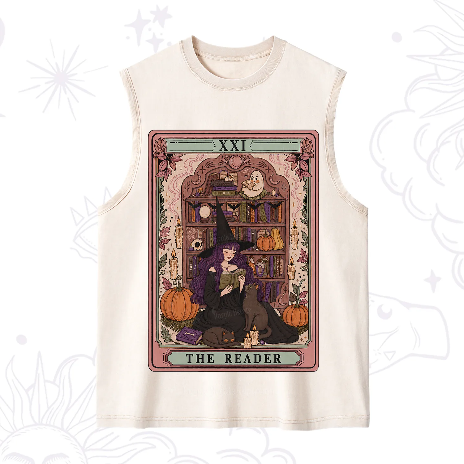 Purplehecate The Reader Tarot Bookish Witch Washed Tank