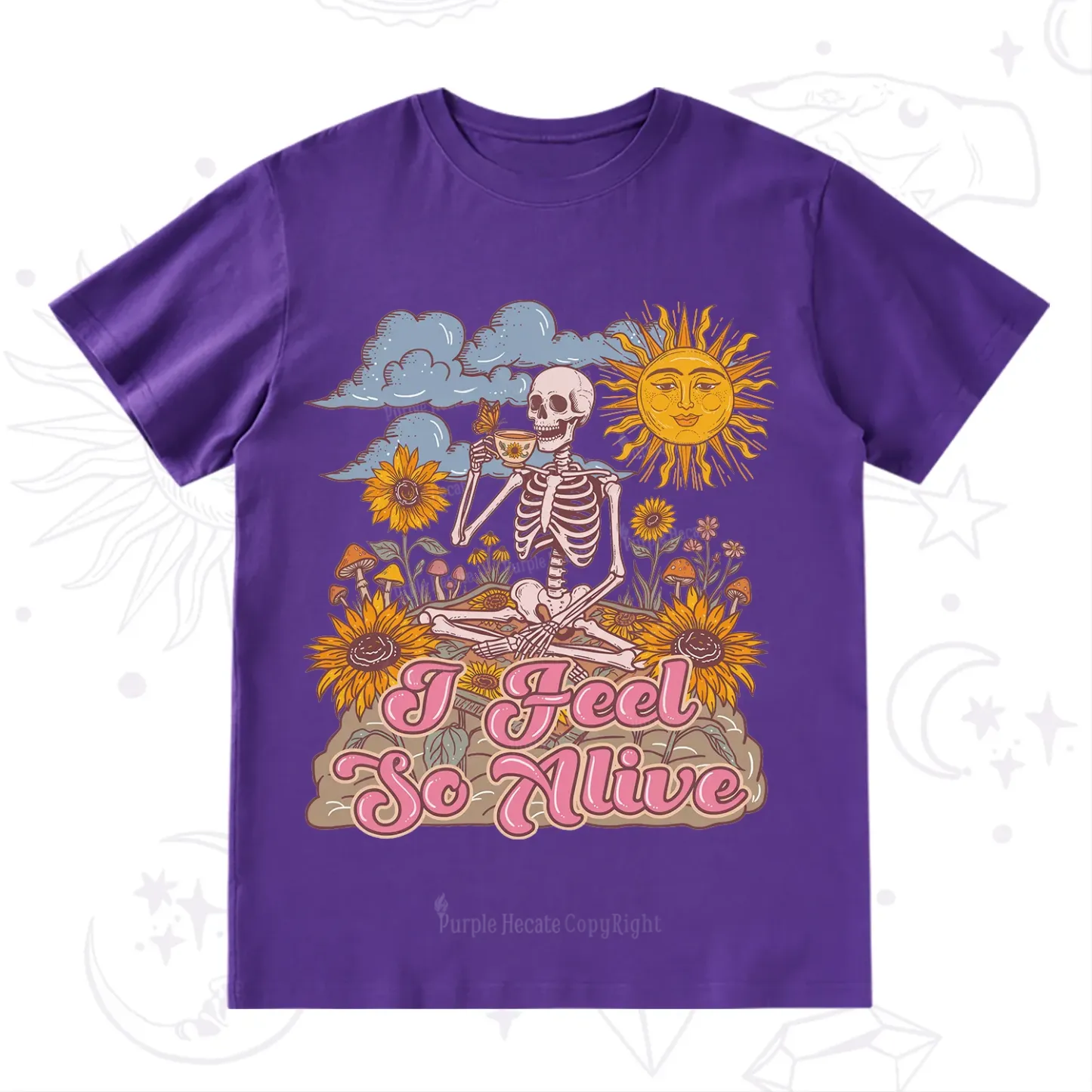 Purplehecate I feel So Alive Dancing Sarcastic Skeleton T-Shirt