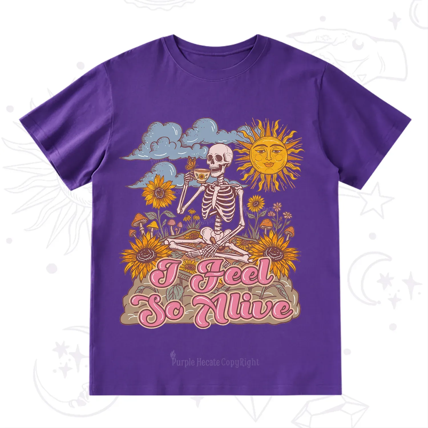 Purplehecate I feel So Alive Dancing Sarcastic Skeleton T-Shirt