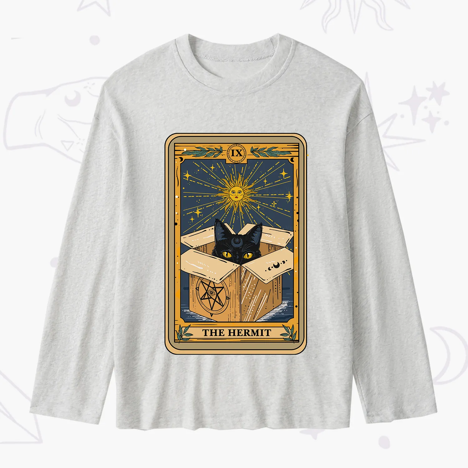 Purplehecate The Hermit Cat Tarot Card Slub Long Sleeve T-Shirt
