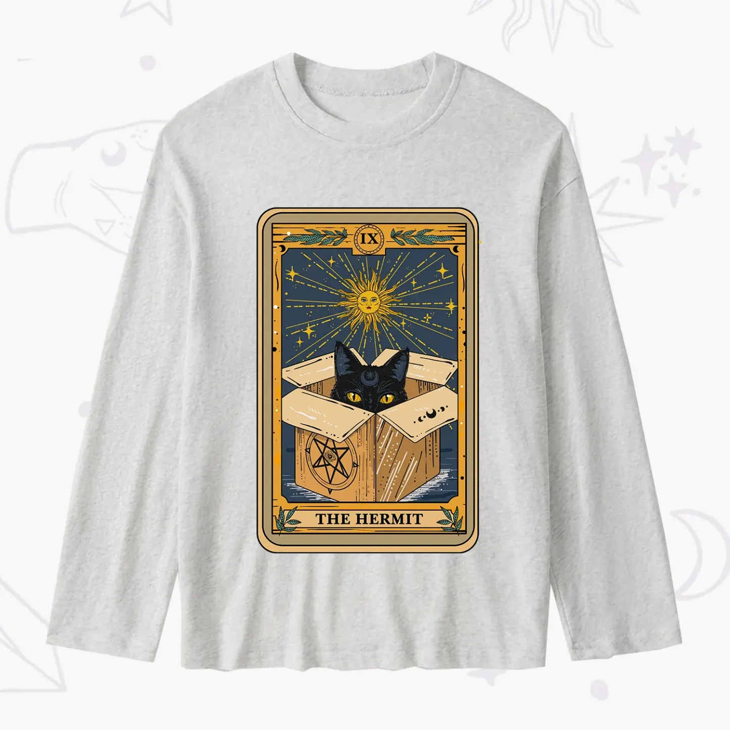 Purplehecate The Hermit Cat Tarot Card Slub Long Sleeve T-Shirt