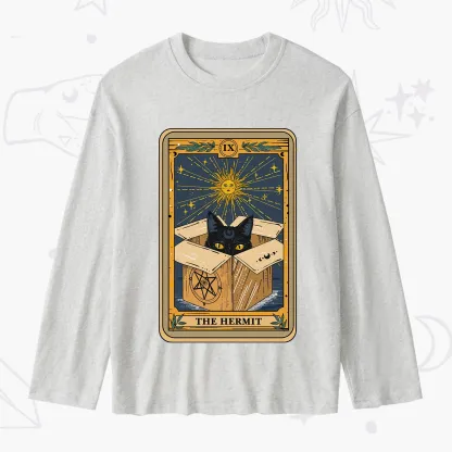 Purplehecate The Hermit Cat Tarot Card Slub Long Sleeve T-Shirt